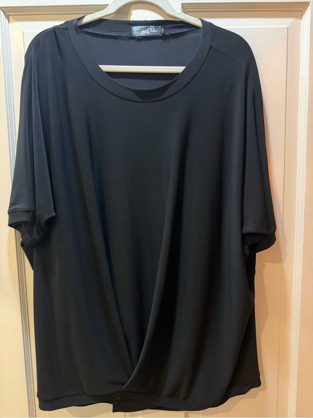 Sympli Wide Sleeve Twist Top Black Dolman Sleeve Size 12